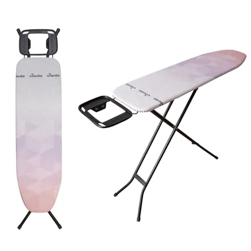 Vileda Tabla de Planchar de Acero Diamond S | Más Duradera, como Nueva | Compacta y Ligera | Altura Ajustable hasta 91 cm | Color salmón