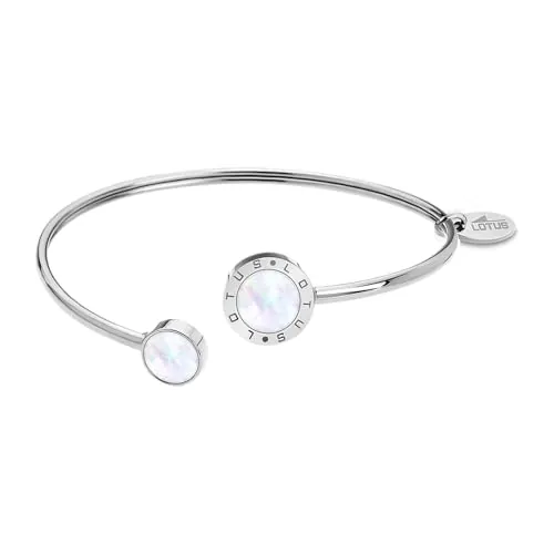 Lotus LS1837-2/1 - Pulsera de acero inoxidable con círculo para mujer, brazalete plateado, un bonito regalo para Navidad, cumpleaños, día de San Valentín para la mujer
