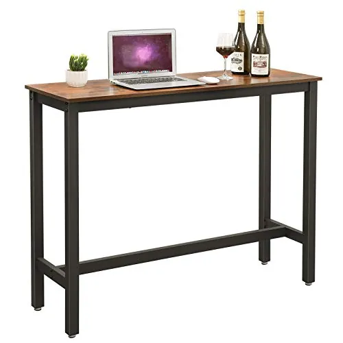 VASAGLE Mesa de Bar Rectangular Estrecha, Marco de Metal, 120 x 40 x 100 cm