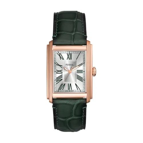 Fossil Reloj Carraway para Hombre, Movimiento de Cuarzo de Tres manecillas con Correa de Piel o Acero Inoxidable, Negro Azabache