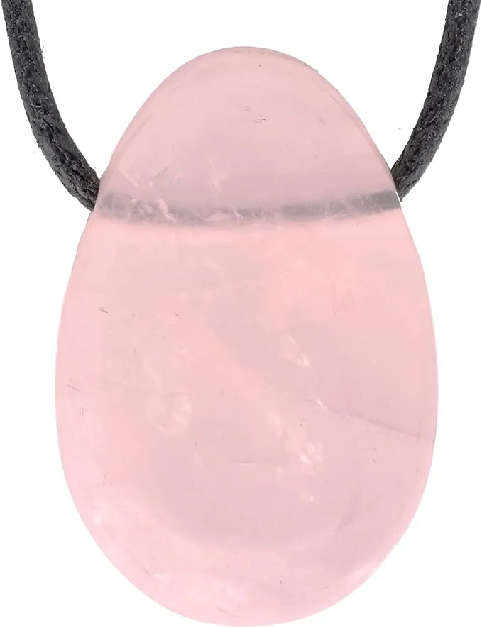 Lebensquelle Plus Colgante de gota de cuarzo rosa, colgante de gota de piedra perforada con cinta de algodón, colgante de piedras preciosas, Piedra semipreciosa, Cuarzo