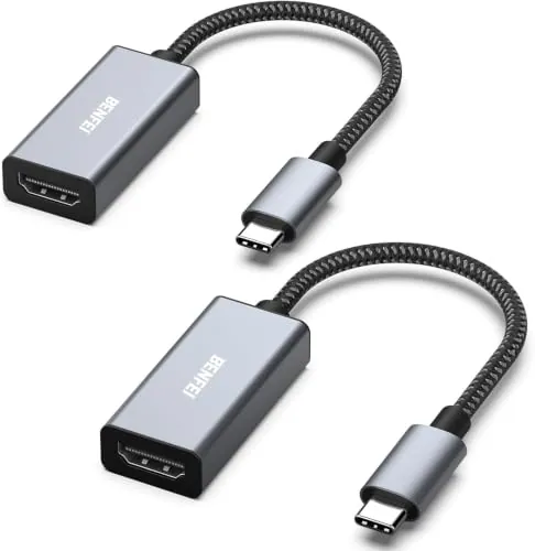 BENFEI Paquete de 2 adaptadores USB C a HDMI, Adaptador USB Tipo C a HDMI [Compatible con Thunderbolt 3/4] con iPhone 15 Pro/MAX, MacBook Pro/Air 2023, iPad Pro, iMac, S23, XPS 17, Surface Book 3 y