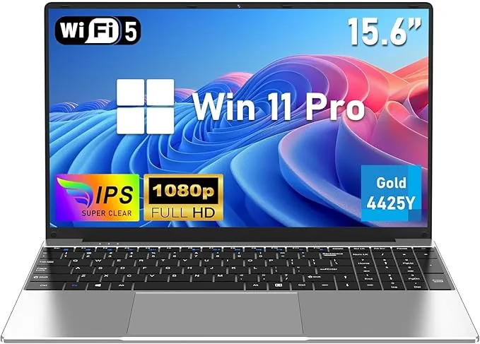 FUNYET Ordenador Portátil,Nuevo 2026 Laptop 15,6 Pulgadas,16 GB de RAM,256 GB de SSD,Pentium Gold 4425Y PC Portátil,IPS FHD 1920×1080 Notebook,Apertura de 180°,5000 mAh,Estudiantes,Type-C