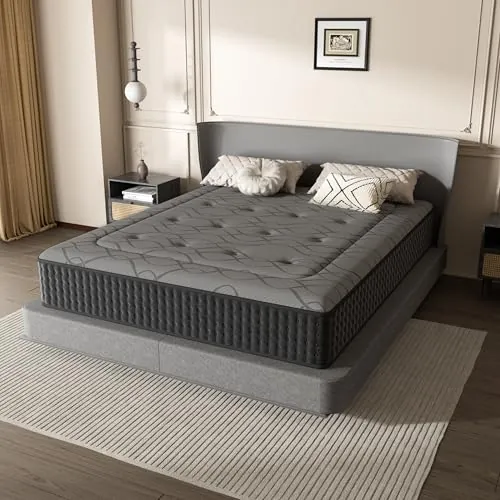 DEWINNER Colchón 135 x 190 x 30 cm, Altura 30 cm,Espuma viscoelástica, Muelles Individuales, Absorbe la Humedad, Transpirable, hipoalergénico y Antibacteriano