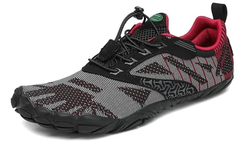 SAGUARO Hombre Mujer Minimalistas Zapatillas de Trail Running Ligeras y Respirable Zapatos Descalzos Gym Playa Calzado de Deportes Acuaticos para Correr Senderismo, Rojo 46 EU