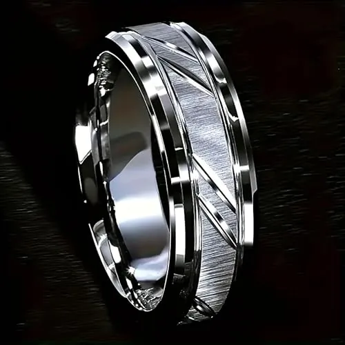 Anillo de acero de titanio para parejas, diseño simple y fresco, perfecto para el día de San Valentín como regalo de joyería para tu pareja, 8mm-13, Metal, Sin piedra preciosa