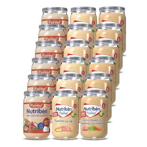 Nutribén Potitos Surtido 18 Carne y Verduras Sin Gluten +6 Meses, 18x235g