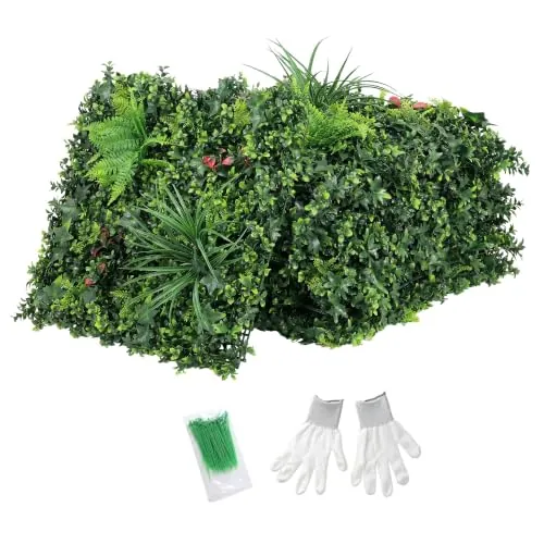 Outsunny Set de 6 Setos Artificiales Ocultación Jardín 50x50 cm Verde