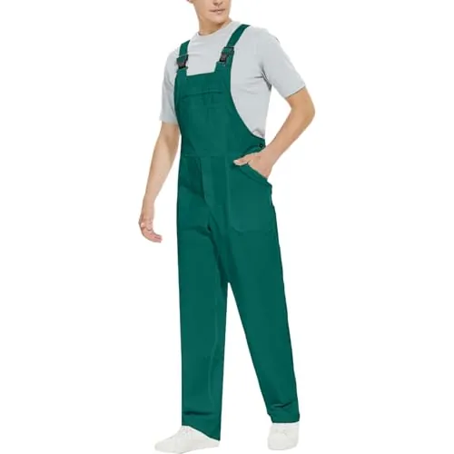 WORK IDEA Pantalones con Peto de Trabajo para Hombre, Mono con cintura elástica, ideal para pintores, mecánicos y trabajos de jardinería