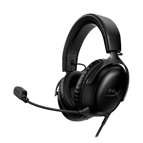 HyperX Cloud III wired Auriculares para Juegos con Cable, PC, PS5, Xbox Series X S, Controladores de 53 mm en ángulo, DTS, micrófono nítido de 10 mm, USB-C USB-A, Negro