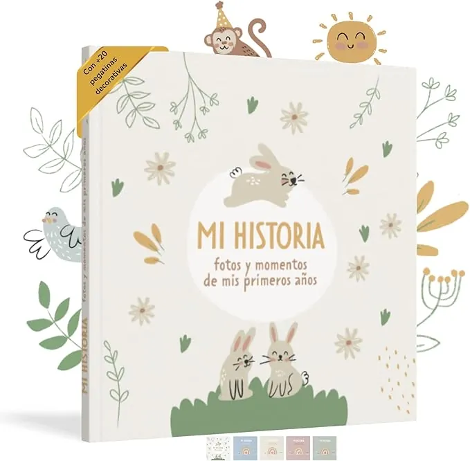 HUBORNS – Libro de recuerdos del bebé desde el nacimiento hasta los 5 años, álbum de fotos y diario para anotar momentos especiales, regalo ideal para padres primerizos y baby shower