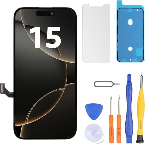 LL TRADER Pantalla para iPhone 15 LCD 6.1" y Kit de Reparación