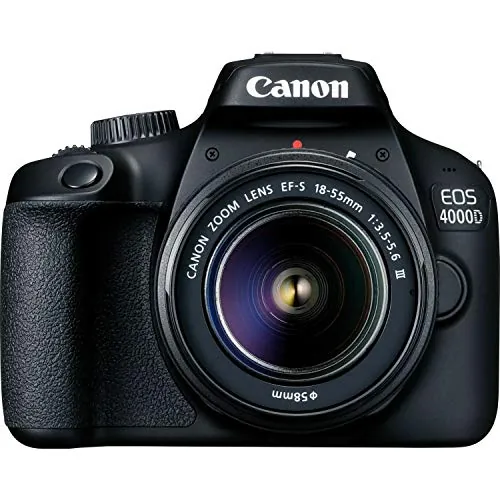 Canon EOS 4000D - Cámara réflex de 18 MP (CMOS, APS-C, 9 puntos AF, filtros creativos, negro - Kit con objetivo EF-S 18-55mm III (Reacondicionado)