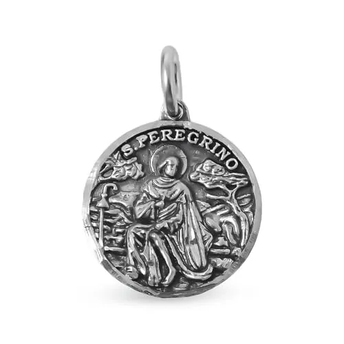 Inmaculada Romero IR San Peregrino Medalla Plata Ley 925m maciza 15mm. patrón enfermos cáncer y enfermedades incurables