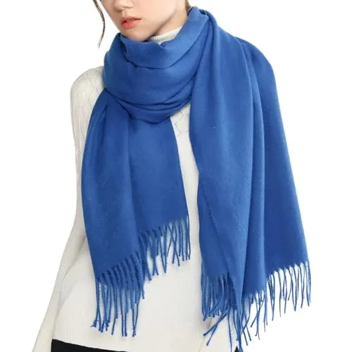 RIIQIICHY Chal Mujer Invierno Bufanda Pashmina Pañuelos grandes foulard fular Estola Poda Fiesta Azul