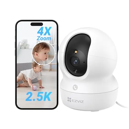 EZVIZ Camara de Vigilancia Interior con Seguimiento Automático, 4MP Cámara IP Domicilio WiFi 360° para Bebe con Visión Nocturna Color, Deteccion Humana,Llamada Bidireccional, Soporta 512GB, CP1 4MP
