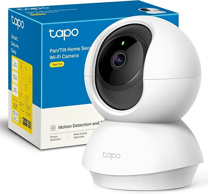 Tapo 2K(3MP) Cámara de vigilancia WiFi Interior 360° C21A, visión Nocturna, notificaciones en Tiempo Real, detección de Persona, Seguimiento de Movimiento, Control Remoto, Compatible con Alexa