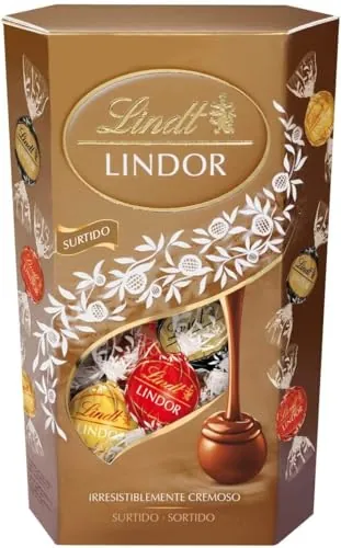 Lindt bombones LINDOR CORNET chocolate negro al 70% de cacao, delicioso bombón con interior de chocolate cremoso, chocolate Lindt, 600 g, aproximadamente 48 bombones