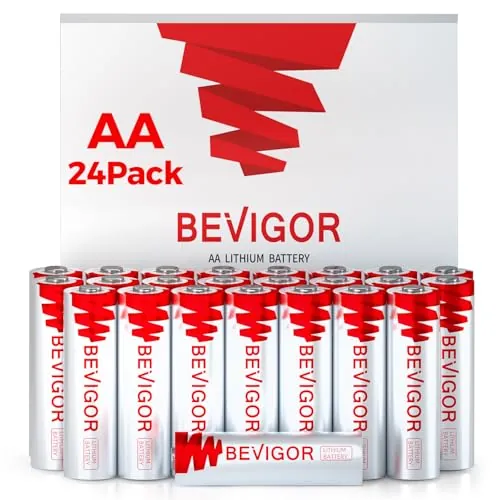 BEVIGOR 24 Baterías AA Litio, 3000mAh 1.5V Gran Capacidad, Baterías AA No Recargables, Aptas para Múltiples Electrodomésticos Y Dispositivos De Seguridad