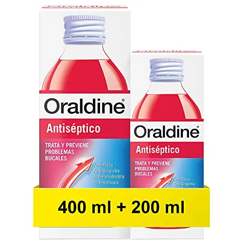 Oraldine Enjuague Bucal Antiséptico Uso Diario, 400 ml y 200 ml, 2 uds