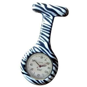Boolavard Nueva Silicona Enfermeras Broche túnica Fob Relojes batería Gratis TM (Cebra)