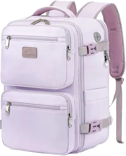 LYNXCHER Mochila 40x30x20 Viaje Cabina Avión Equipaje de Mano Aprobada para Ryanair EasyJet 24L con Compartimento para Portátil 15,6 Pulgadas Trabajo y Viaje Unisex,Morado claro