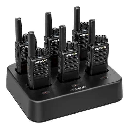 Retevis RT668 Walkie Talkies Largo Alcance, PMR446 Radiocomunicación Licencia Libre, Resistente, VOX, Radio Bidireccional Portátiles para Proveedor, Fabricante (Negro, 6 Pcs)