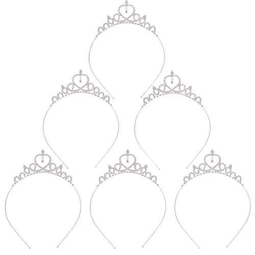 Basetousual 6 Piezas Corona de Cristal para Niños y Niñas, Princesa Tiara, Fiesta de Cumpleaños de la Bola de la Corona de Cristal