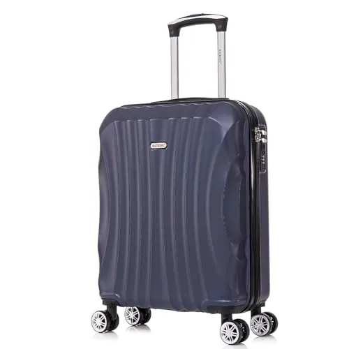 RAYKONG Maleta de Cabina ABS 55x40x20cm (44L) - Maletas de Viaje Pequeñas Ligeras 20 Pulgadas - AzulMarino