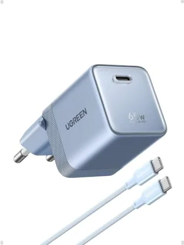UGREEN Nexode Air 65W Cargador USB C Rápida con Cable USB C (Azul)