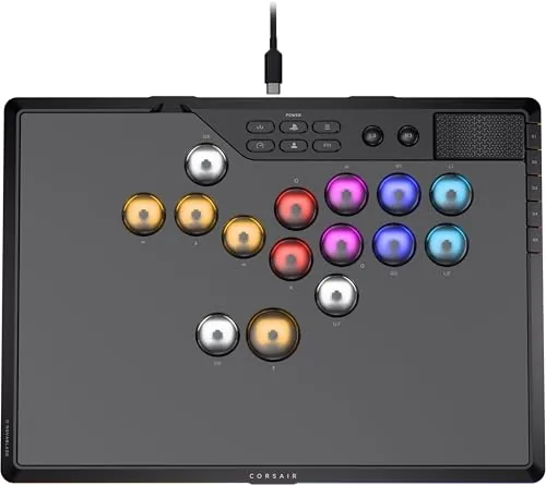 Corsair NOVABLADE PRO Mando Inalámbrico sin Palanca de Efecto Hall – 15 Teclas Principales, 1000Hz-Polling, Inalámbrico de 2,4 GHz, SOCD, Interruptores Magnéticos MGX Hyperdrive, PS5, PS4, PC – Negro
