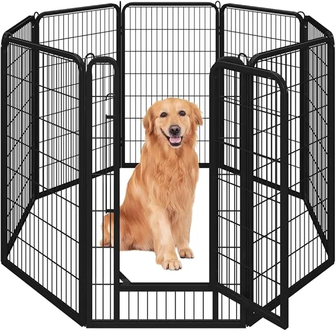 Yaheetech Parque para Perros Grande 8 Paneles 71 x 120 cm Vallas Plegable para Perros Interior Exterior Jardín Metálica