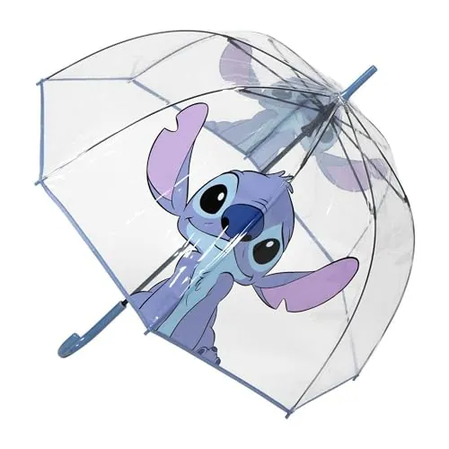 CERDÁ LIFE'S LITTLE MOMENTS - Paraguas Transparente Mujer de Stitch - Apertura Manual y Mecanismo Antiviento que Permite una Gran Resistencia al Viento - Licencia Oficial Disney