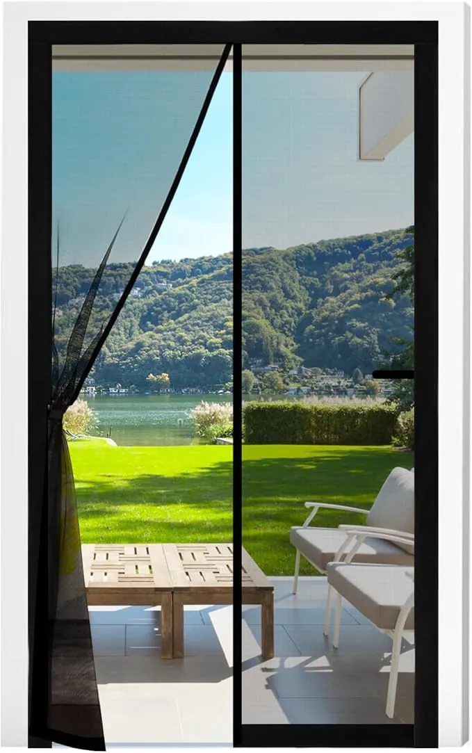 Fillis Mosquitera Magnética para Puerta, 90x210cm Mosquitera de Fibra de Vidrio para Puerta de Balcón Sin Taladrar Cortina Magnética para Balcón Salón Dormitorio Puerta de Patio, Negro