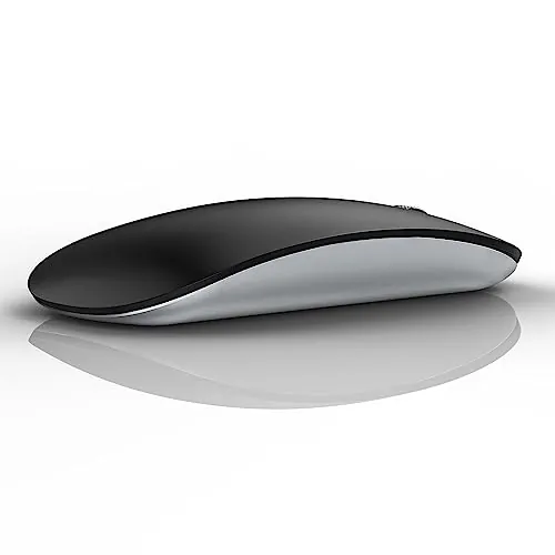Uiosmuph Ratón Inalámbrico Bluetooth, Silencioso Wireless Mouse, 3 Modos (Bluetooth 5.1/5.1+2.4G) Ratón Ergonómico para Portátil, MacBook, PC, Windows, Android, iPad (Negro)