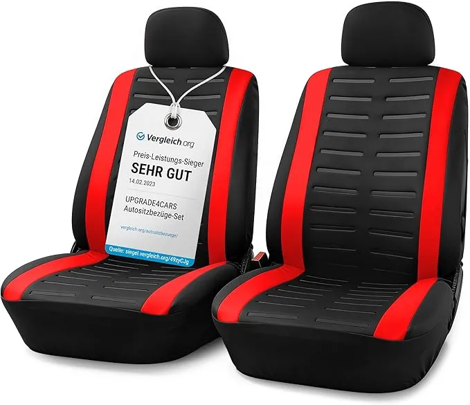 Upgrade4cars Fundas para Asientos Delanteros Set Versión 2026 | Fundas Protectores Universales en Rojo para Conductor y Acompañante | Accesorios Coches Interior Decoración