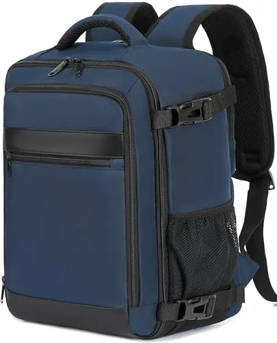 KLOSTAIN Mochila 40x30x20 Viaje Cabina Avión Equipaje de Mano 24L para Ryanair EasyJet Eurowings, Capacidad para Portátil 15,6 Pulgadas, Hombre Mujer,Azul Oscuro