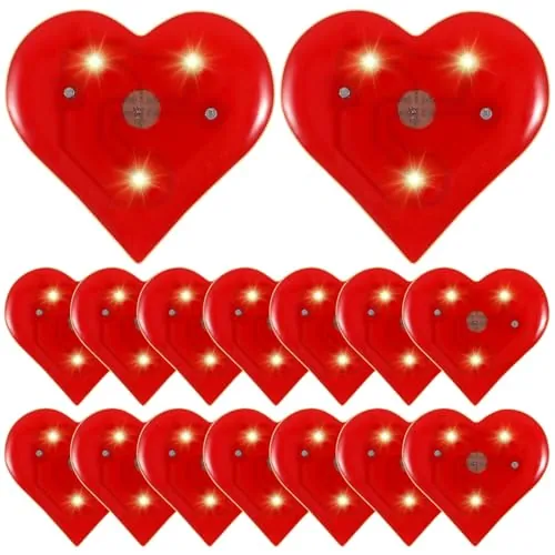Amosfun 20 Piezas De Broches En Forma De CorazóN Rojo Luminosa Para San ValentíN - Insignias Intermitentes Y Decorativas Para Ropa Y Accesorios, Perfecto Para Fiestas Y Celebraciones