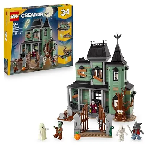 LEGO Creator 3 en 1 Mansión Encantada 31167 | Juguetes para niños de 9+ años, maqueta de casa transformable en barco fantasma o tren, regalo de cumpleaños, 736 piezas
