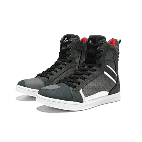 BORLENI Botas Moto de Cuero Hombre Zapatos Moto Protectoras de Motocross Road Street Motocicleta Casual Zapatillas Transpirables Suela Antideslizante