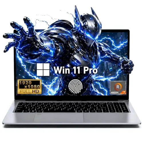 CHIFUYOU Ordenador portátil de 15,6 pulgadas, procesador R7 6800H (3,2 a 4,77 GHz), ordenador portátil 32 GB RAM 1 TB SSD PC portátil gamer portátil 2026, teclado completo retroiluminado, batería