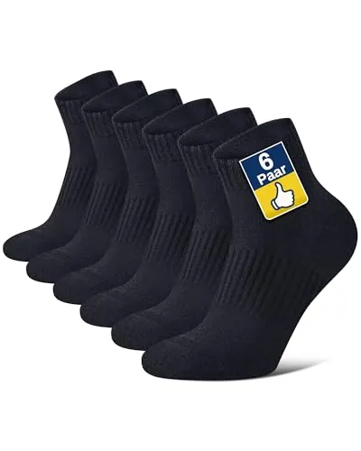 Niofind pack 6 pares calcetines deporte hombre y mujer de algodón transpirables, calcetines deporte hombre acolchados para running, fitness y uso diario