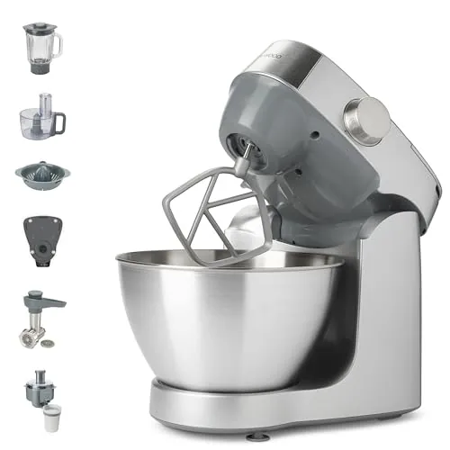 Kenwood Prospero+ KHC29A.R0SI - Robot de cocina, cuenco (4,3 L, acero inoxidable, 10 accesorios, picadora, licuadora de cristal, prensa cítrica, extractor de jugo y más, báscula integrada, 1000 W