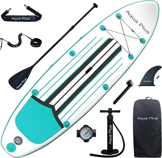 Aqua Plus Sup Inflable de 15cm de Grosor para Todos los Niveles de Habilidad, Paleta Ajustable, Bomba, Mochila de Viaje ISUP, Tabla de Remo Inflable para jóvenes y Adultos