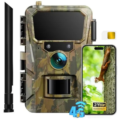 CEYOMUR 4G LTE Cámara Caza con Tarjeta Sim, 2K 48MP Visión Nocturna
