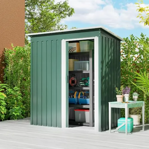 Outsunny Caseta de Jardín Exterior Metálico 1,16 m² 163x89x182 cm Verde