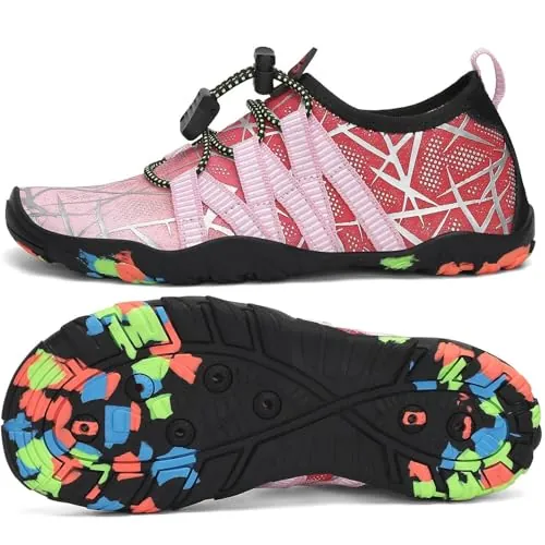 SAGUARO Escarpines Niño Niña Zapatillas de Agua Respirable Zapatos Agua Antideslizante Zapatillas Playa Escarpines Piscina Calzado para Natacion Surf Acuaticas Rosa, Gr.36 EU