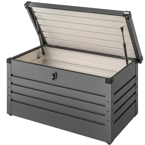Gardebruk Baúl de Almacenaje Jardín 385L Acero Galvanizado Antracita