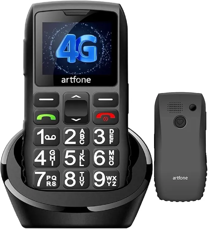 artfone C1+4G Pro Negro- Volte Teléfono Móvil para Personas Mayores丨Senior Moviles de Teclas Grandes y Volumen Alto丨Contactos con Imágenes丨Botón SOS丨Base de Carga丨Bateria 1800mAH丨FM丨Bloqueo de Teclas