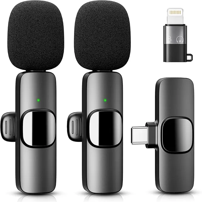 YRF micrófono inalámbrico de Solapa para iPhone Android iPad, Mini micrófono con USB C/Lightning, reducción de Ruido, 20M Distancia, para grabación de vídeo, Streaming, Vlogging, Youtube, Tiktok